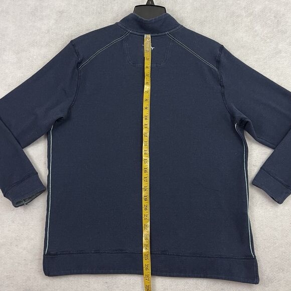 Tommy Bahama 1/4 Zip Sweater Mens M Blue Gray Reversible Pullover Embroidered - Picture 6 of 12